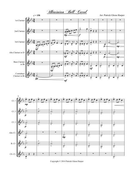  Ukrainian Bell Carol - For Clarinet Choir by Leontovych